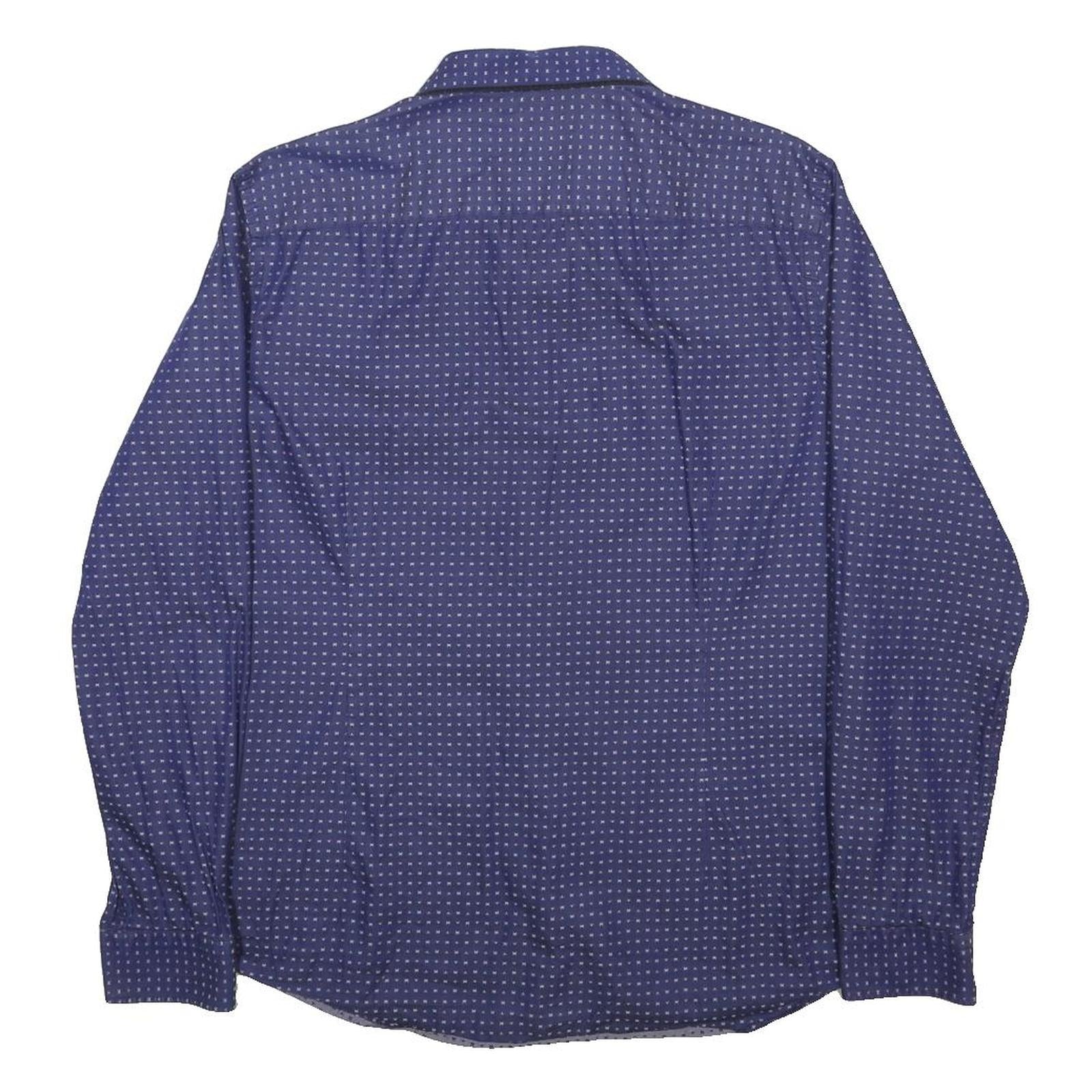 BENETTON Mens Blue Pattern Shirt XL Long Sleeve Cotton Casual