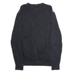TOMMY HILFIGER Mens Patterned Jumper Black Argyle V-Neck Tight Knit XL