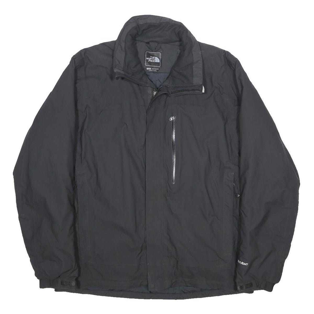 THE NORTH FACE Mens Black Outdoor Jacket M Nylon Woven Plain Zip Relaxed Fit