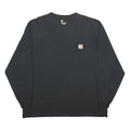 CARHARTT Mens Black Long Sleeve Crew Neck Pocket T-Shirt XL Workwear Cotton