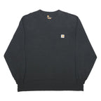 CARHARTT Mens Black Long Sleeve Crew Neck Pocket T-Shirt XL Workwear Cotton