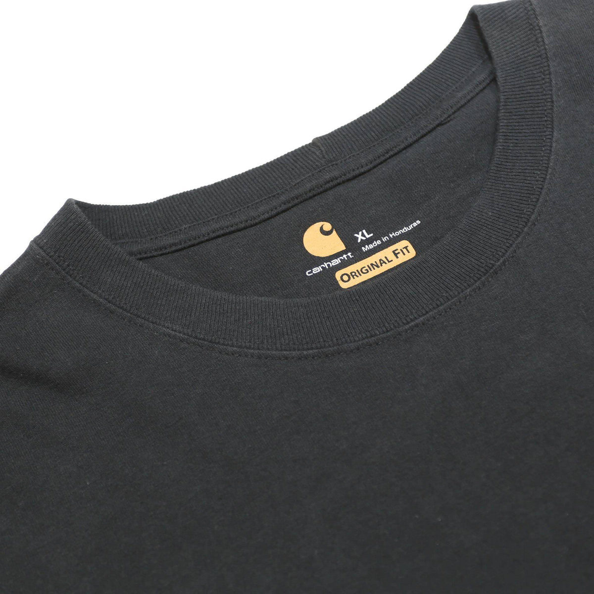 CARHARTT Mens Black Long Sleeve Crew Neck Pocket T-Shirt XL Workwear Cotton