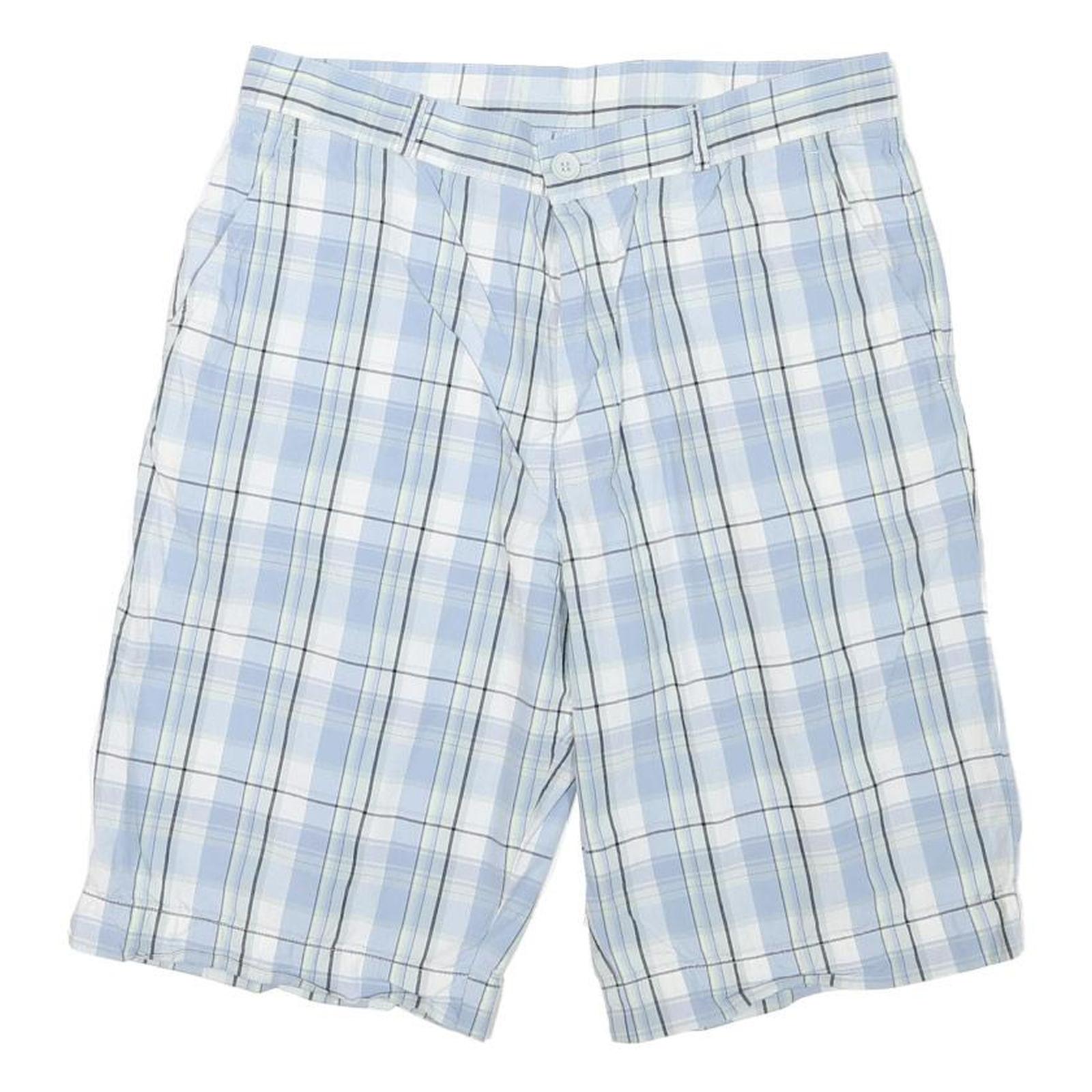 LACOSTE Womens Shorts Blue Plaid Casual M W32 Lightweight Breathable