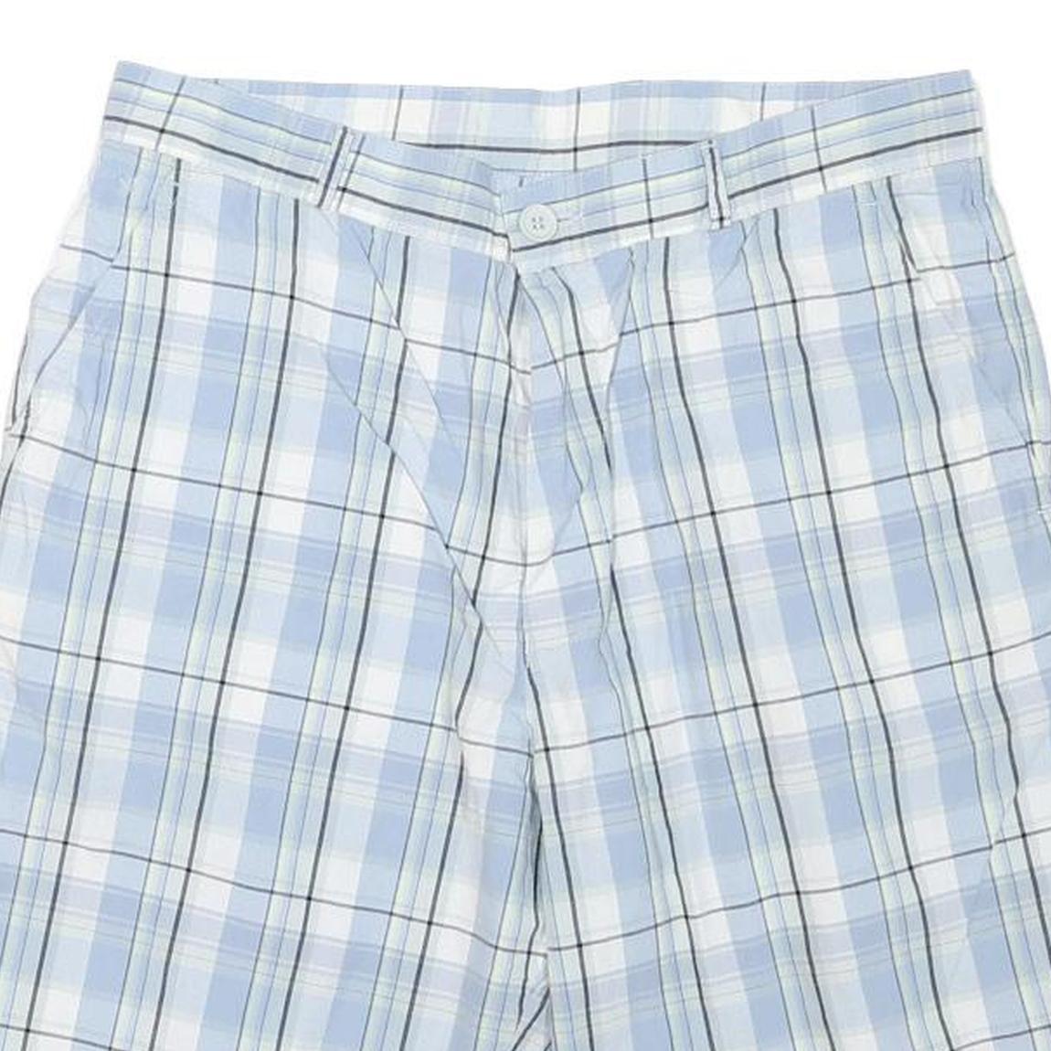 LACOSTE Womens Shorts Blue Plaid Casual M W32 Lightweight Breathable