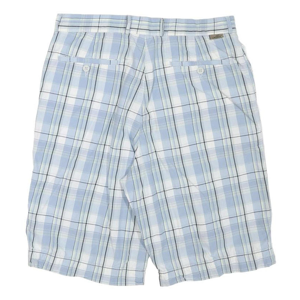 LACOSTE Womens Shorts Blue Plaid Casual M W32 Lightweight Breathable