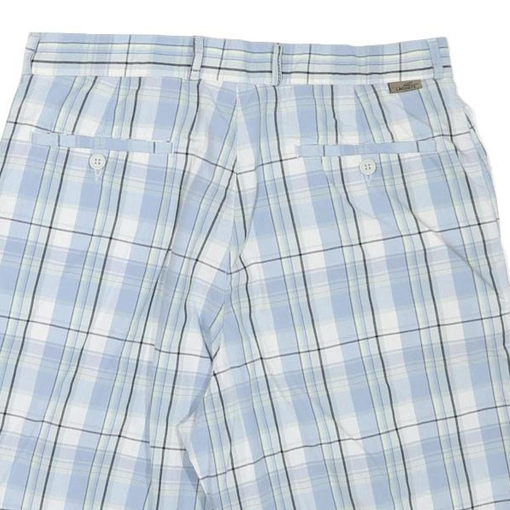 LACOSTE Womens Shorts Blue Plaid Casual M W32 Lightweight Breathable