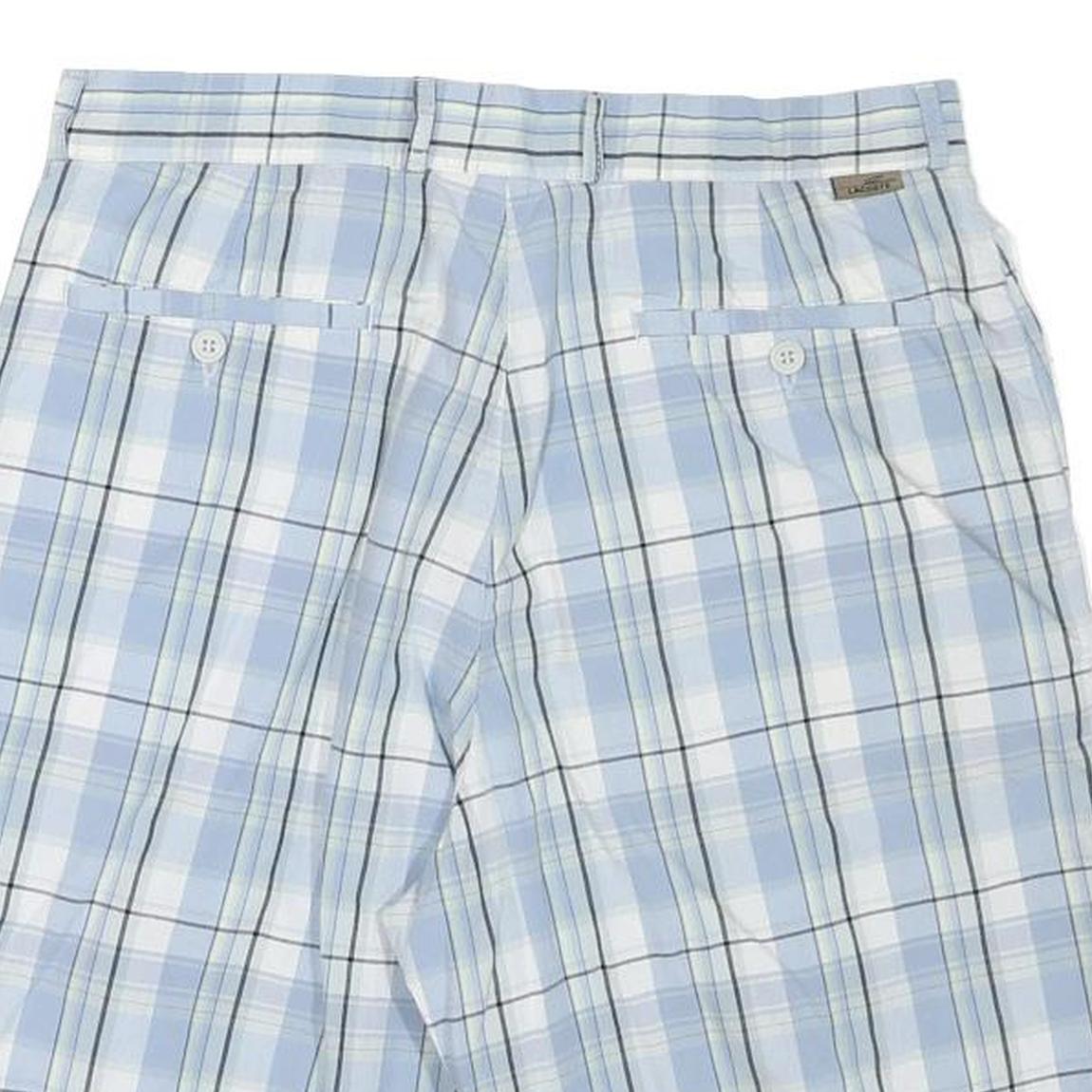 LACOSTE Womens Shorts Blue Plaid Casual M W32 Lightweight Breathable