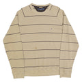 TOMMY HILFIGER Mens Beige Striped Pullover Plain Crew Neck Basic Knit XL Jumper