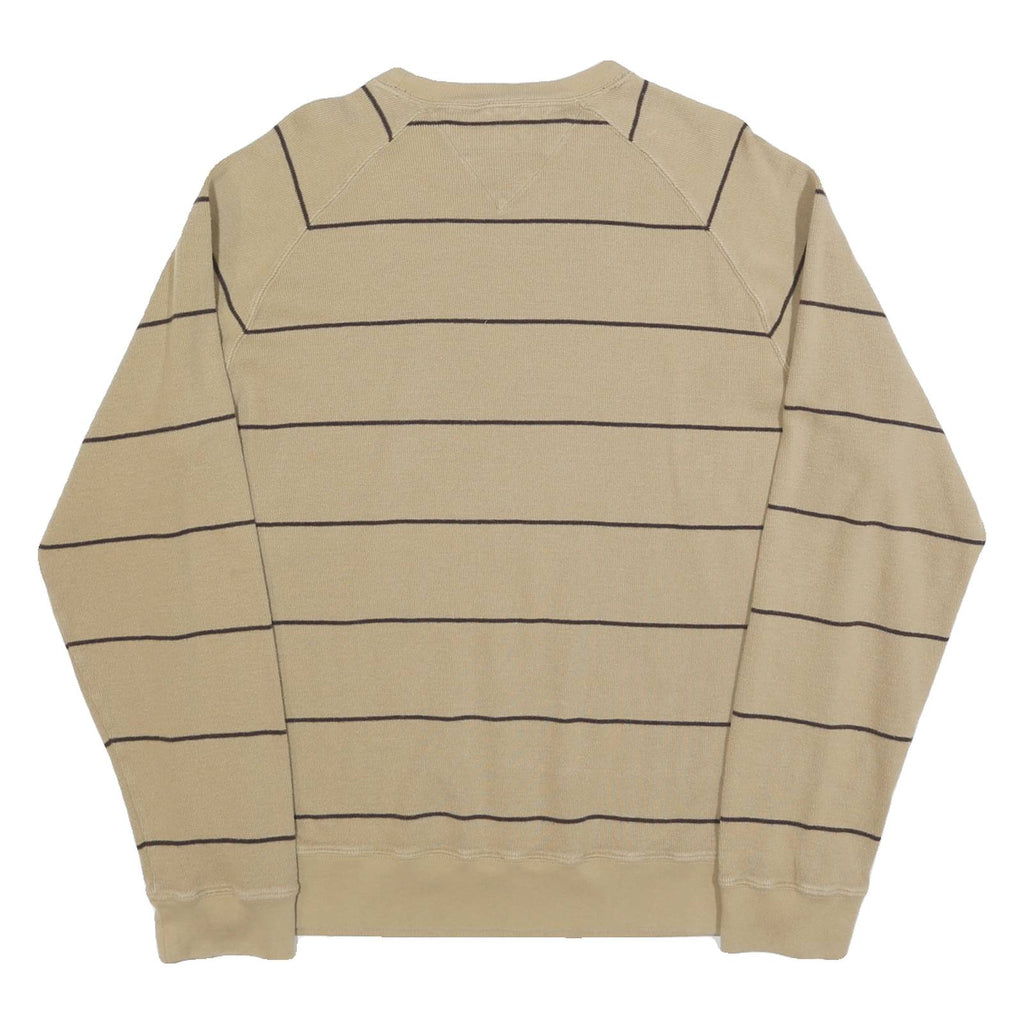 TOMMY HILFIGER Mens Beige Striped Pullover Plain Crew Neck Basic Knit XL Jumper