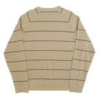 TOMMY HILFIGER Mens Beige Striped Pullover Plain Crew Neck Basic Knit XL Jumper