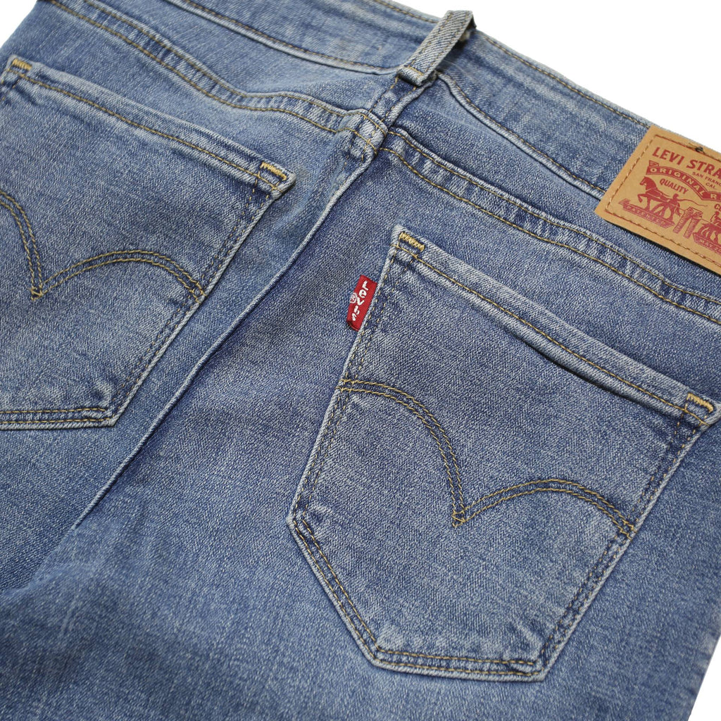 LEVI'S 711 Womens Slim Blue Denim Medium Woven W25 L30 Skinny Zip Jeans