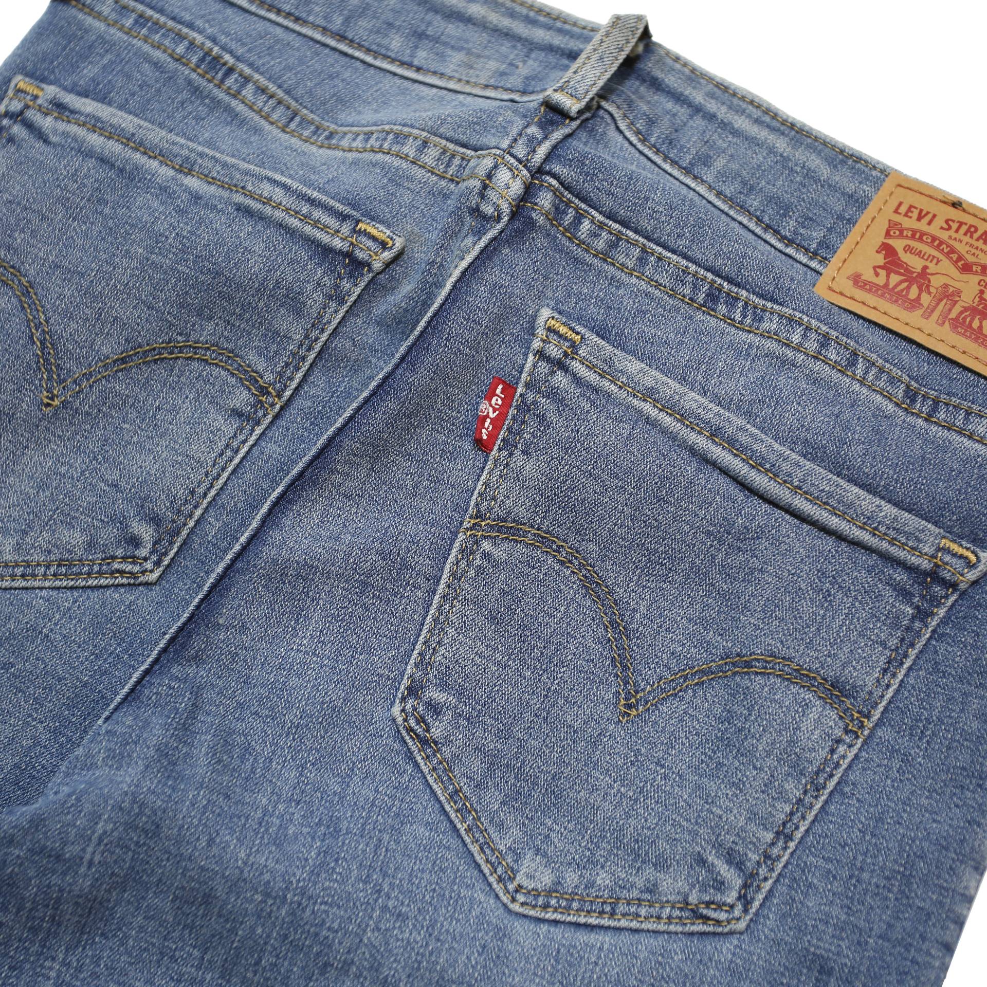 LEVI'S 711 Womens Slim Blue Denim Medium Woven W25 L30 Skinny Zip Jeans