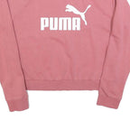 PUMA Womens Pink Cotton Blend Crew Neck Sweatshirt S Logo Print Casual