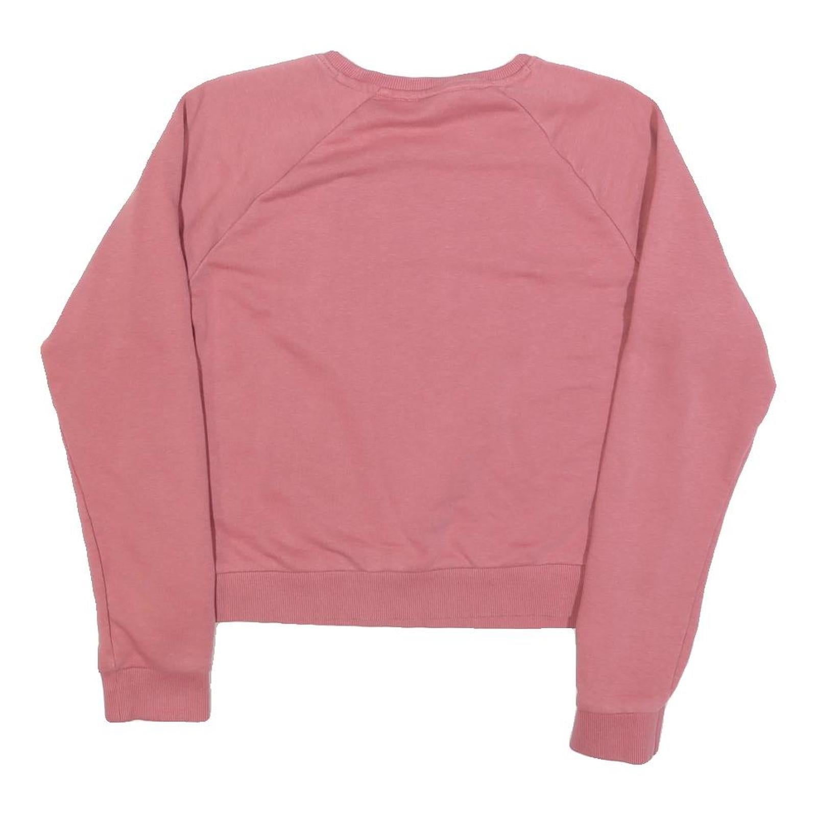 PUMA Womens Pink Cotton Blend Crew Neck Sweatshirt S Logo Print Casual