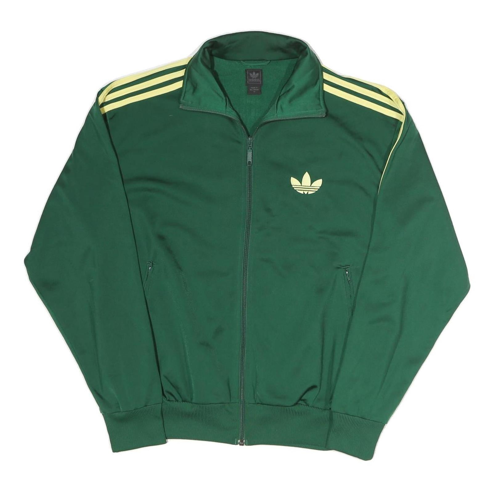 ADIDAS Mens Green & Yellow Track Jacket M Polyester Blend Zip Sportswear