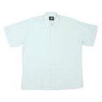Mens White & Light Blue Cotton Blend Short Sleeve Shirt XL Casual Summer Wear