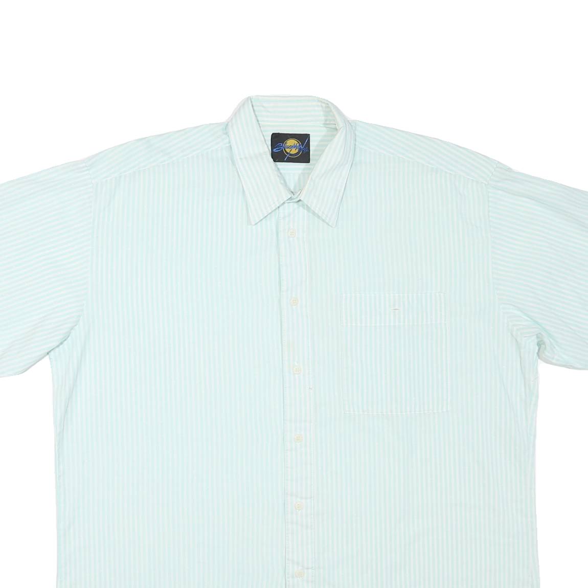 Mens White & Light Blue Cotton Blend Short Sleeve Shirt XL Casual Summer Wear