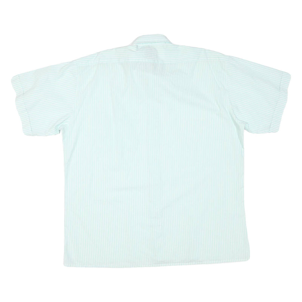Mens White & Light Blue Cotton Blend Short Sleeve Shirt XL Casual Summer Wear