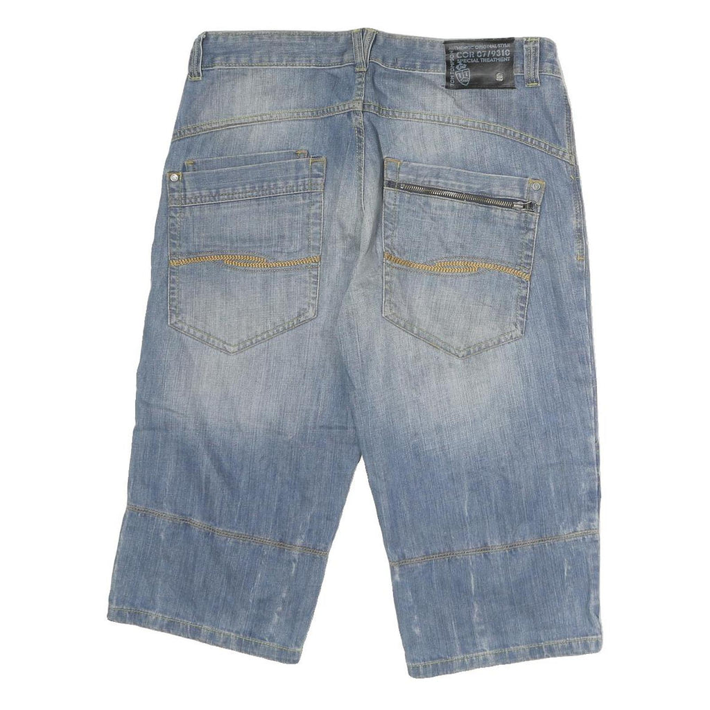 TOM TOMPSON Mens Shorts Blue Denim L W36 Casual Cargo Pockets