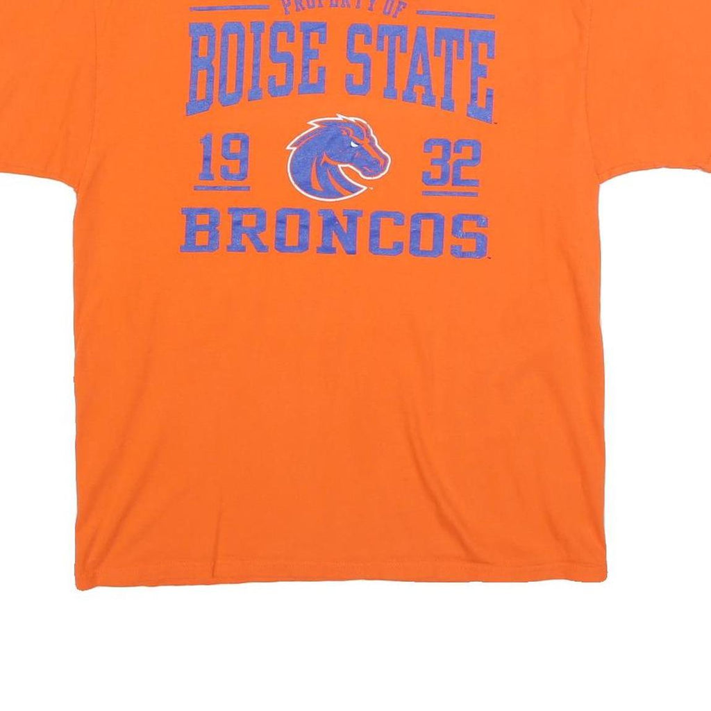 RUSSELL ATHLETIC Mens Orange Boise State Broncos Graphic T-Shirt L Short Sleeve