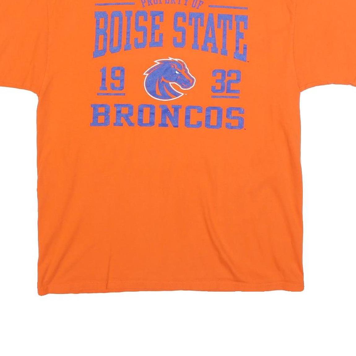 RUSSELL ATHLETIC Mens Orange Boise State Broncos Graphic T-Shirt L Short Sleeve