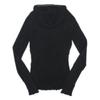 CALVIN KLEIN JEANS Womens Black & Grey Hooded Patterned Jumper V Neck Rib Knit