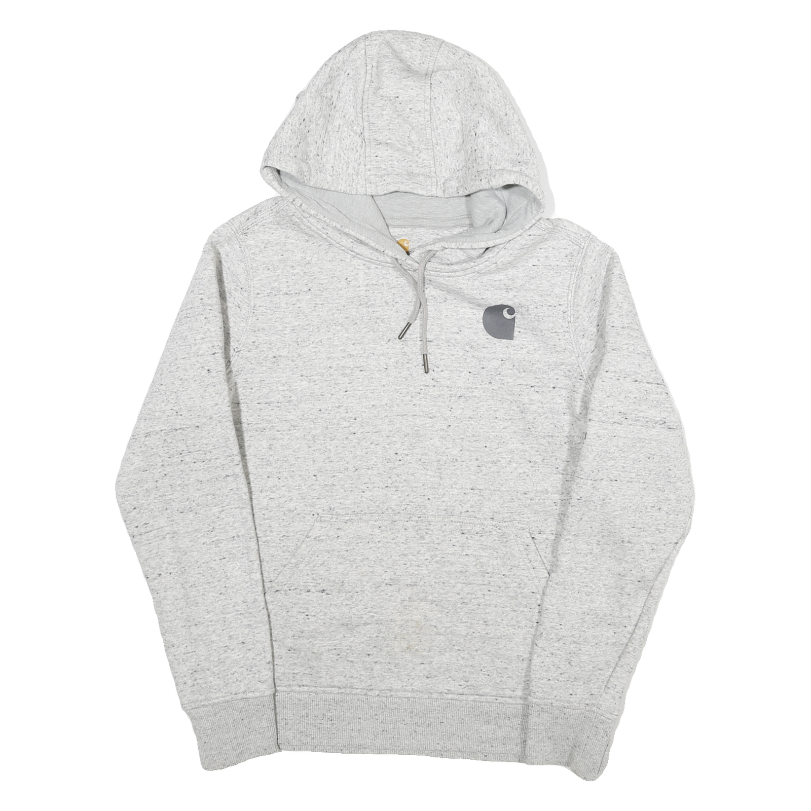 CARHARTT Womens Grey Hoodie S Cotton Blend Pullover Logo Print Drawstring