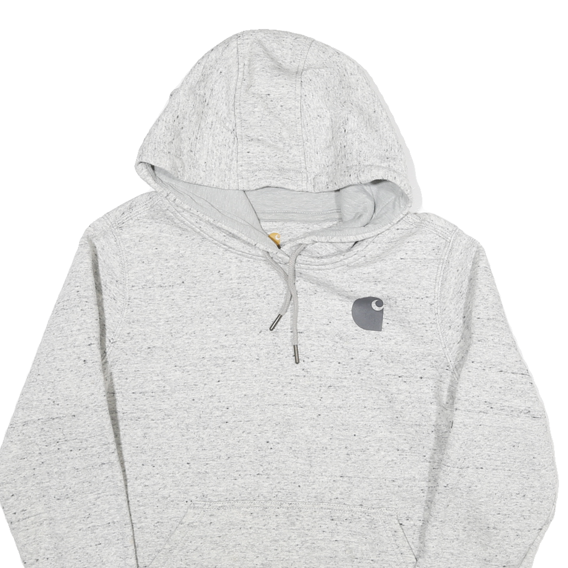 CARHARTT Womens Grey Hoodie S Cotton Blend Pullover Logo Print Drawstring