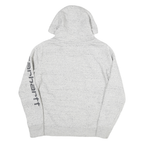 CARHARTT Womens Grey Hoodie S Cotton Blend Pullover Logo Print Drawstring