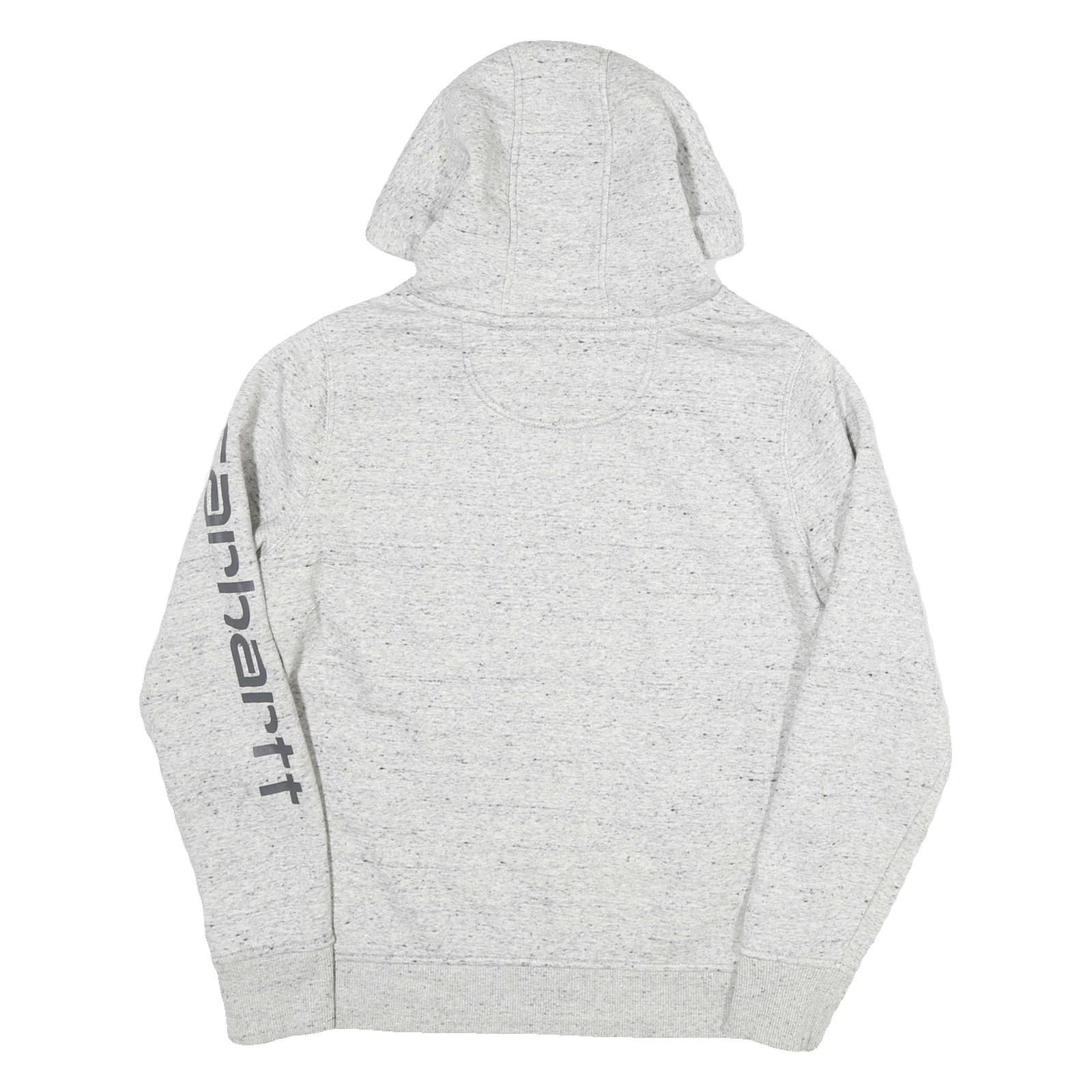 CARHARTT Womens Grey Hoodie S Cotton Blend Pullover Logo Print Drawstring