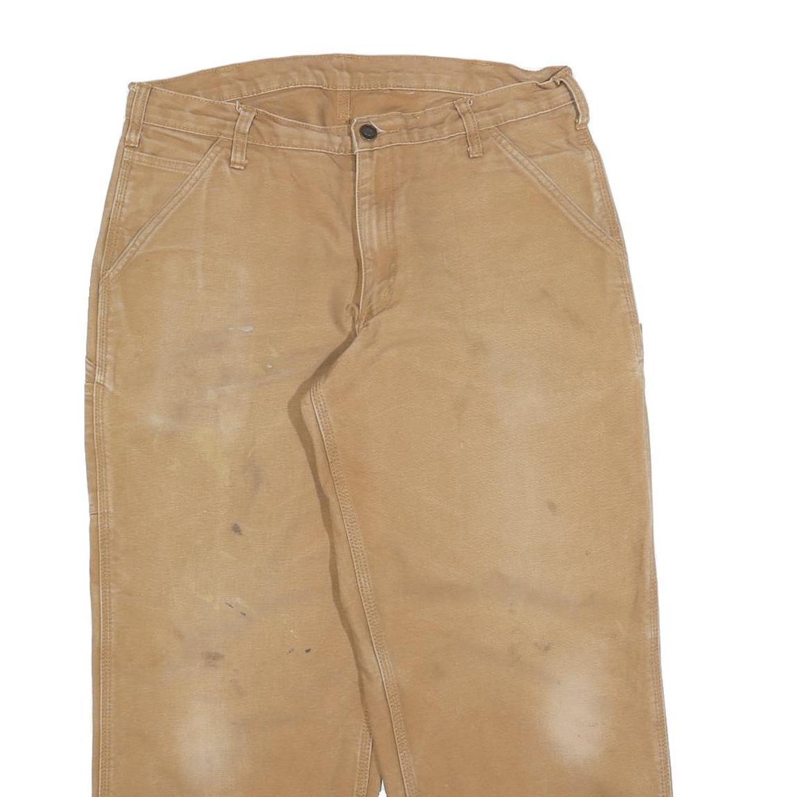 DICKIES Mens Jeans Beige Relaxed Straight Denim W32 L26 Workwear Utility