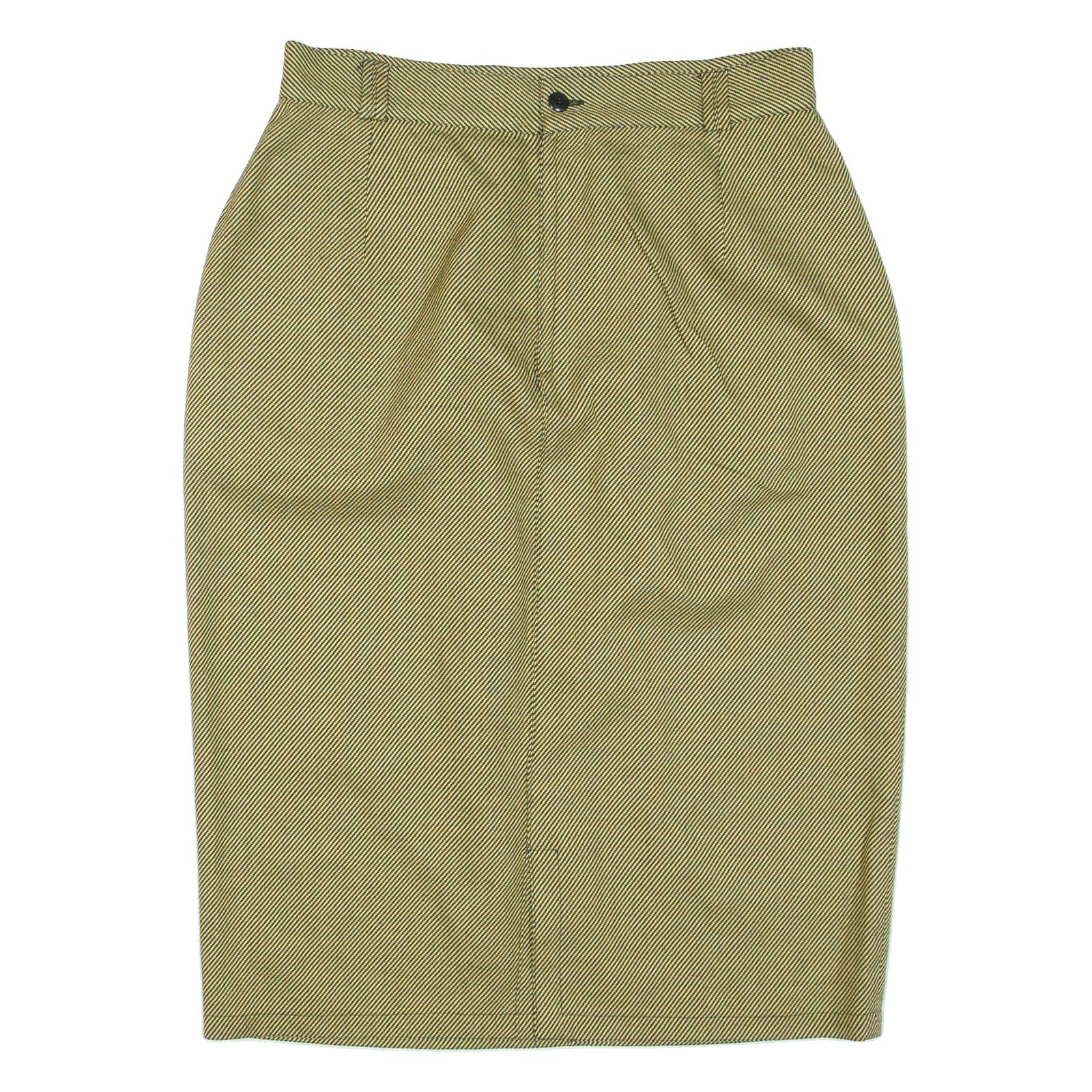 Womens Pencil Skirt Green Knee Length Striped M