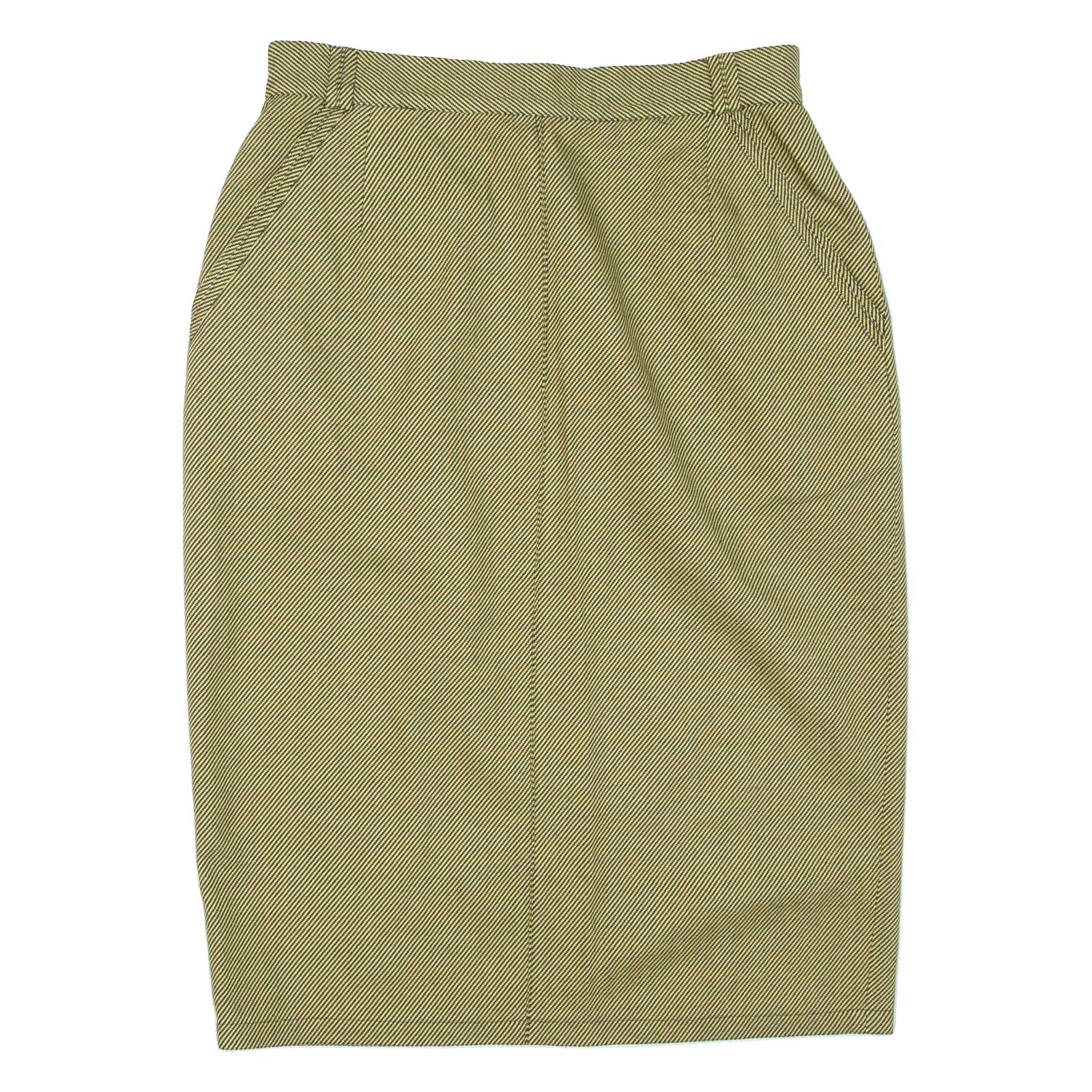 Womens Pencil Skirt Green Knee Length Striped M