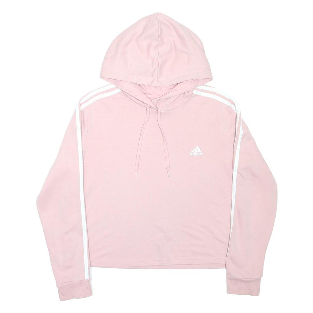 ADIDAS Girls Pink & White Pullover Hoodie L Cotton Blend Lightweight Sweatshirt