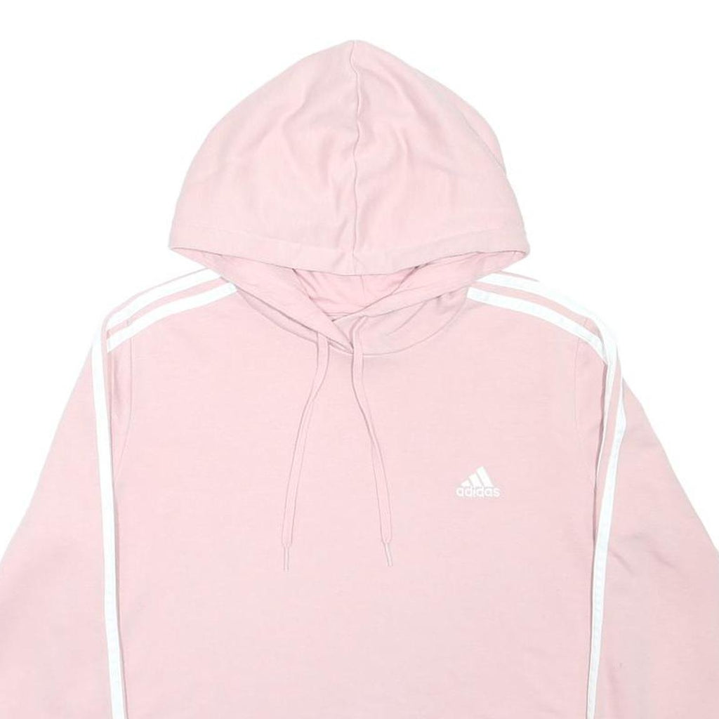 ADIDAS Girls Pink & White Pullover Hoodie L Cotton Blend Lightweight Sweatshirt