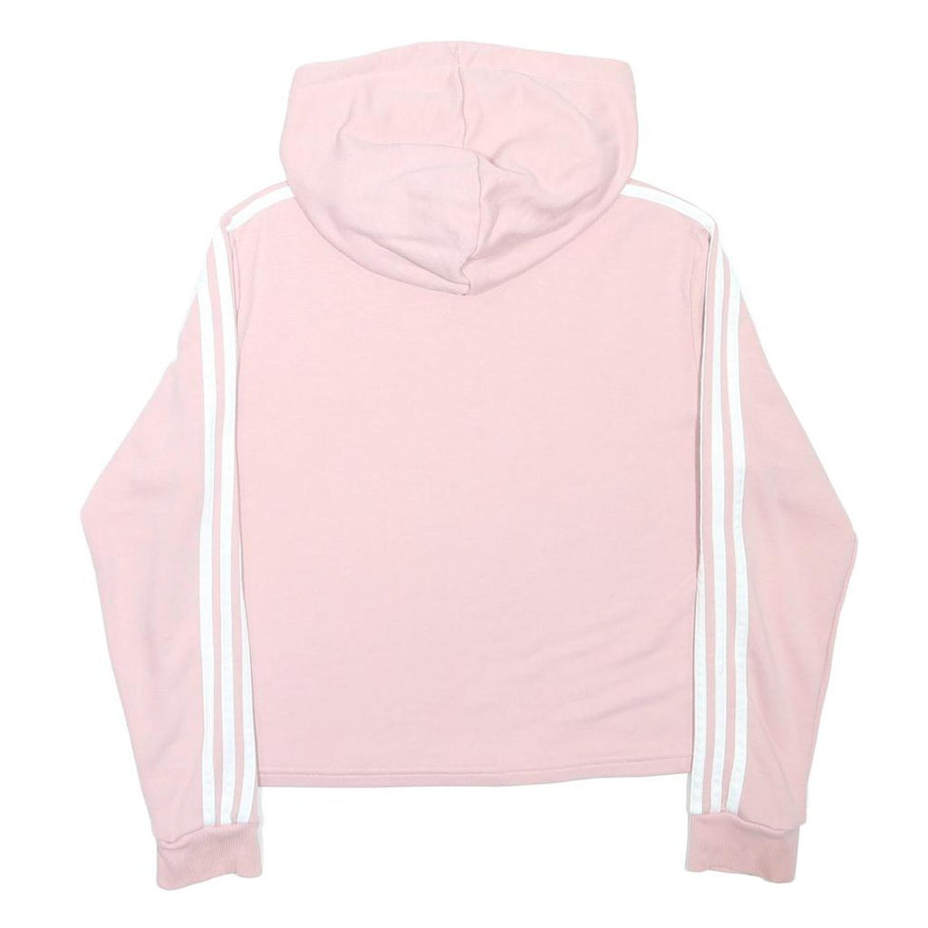 ADIDAS Girls Pink & White Pullover Hoodie L Cotton Blend Lightweight Sweatshirt