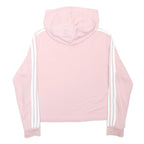 ADIDAS Girls Pink & White Pullover Hoodie L Cotton Blend Lightweight Sweatshirt