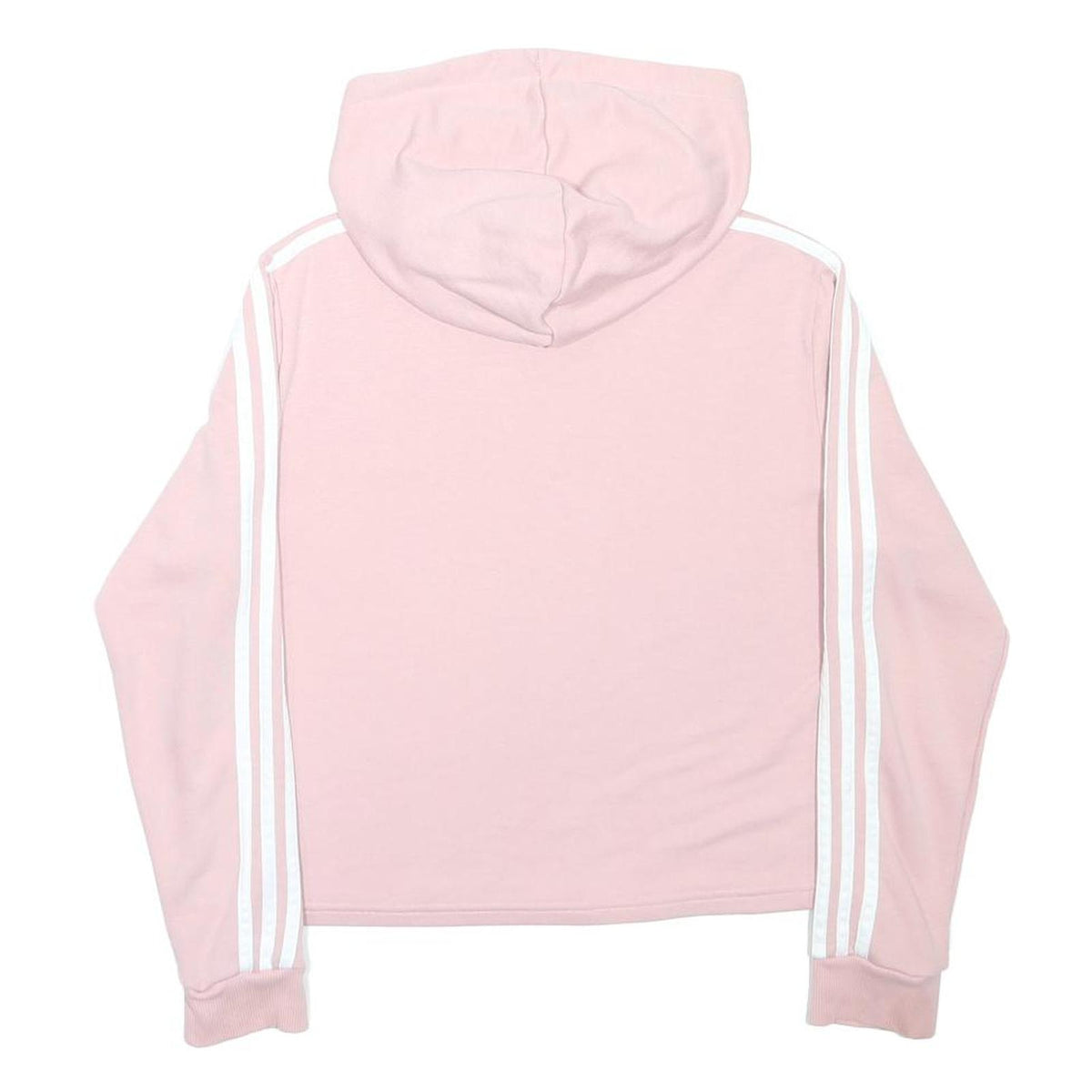 ADIDAS Girls Pink & White Pullover Hoodie L Cotton Blend Lightweight Sweatshirt