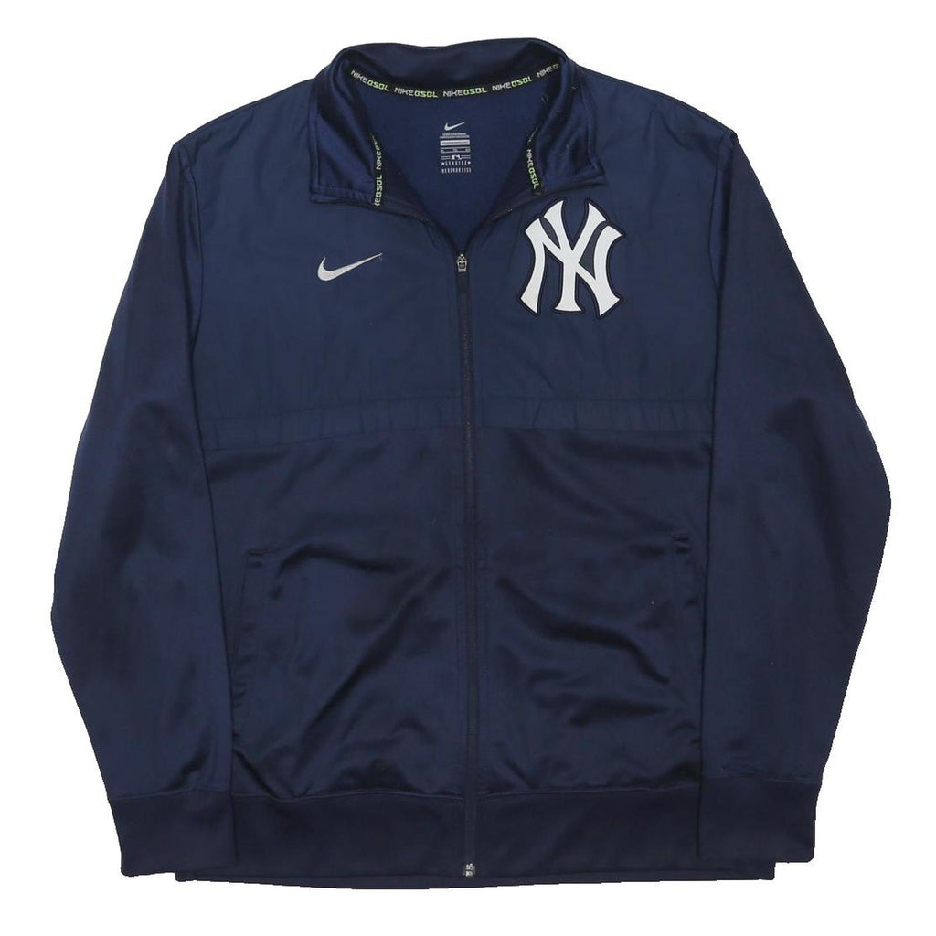 NIKE Mens Blue New York Yankees Track Jacket XL Polyester Blend Zip Collar