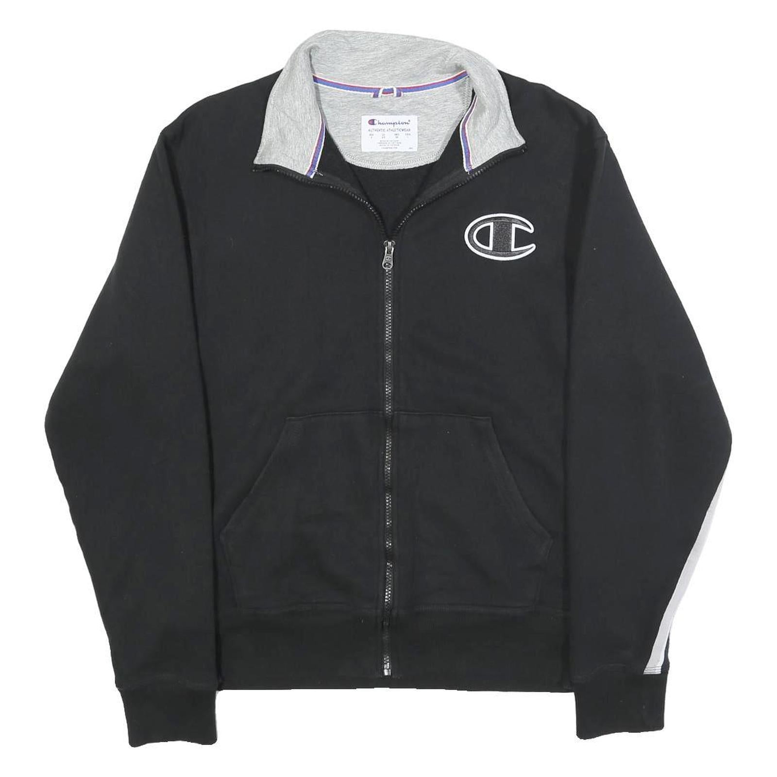 CHAMPION Mens Black & Grey Zip Jacket S Cotton Blend Sport Casual Lightweight