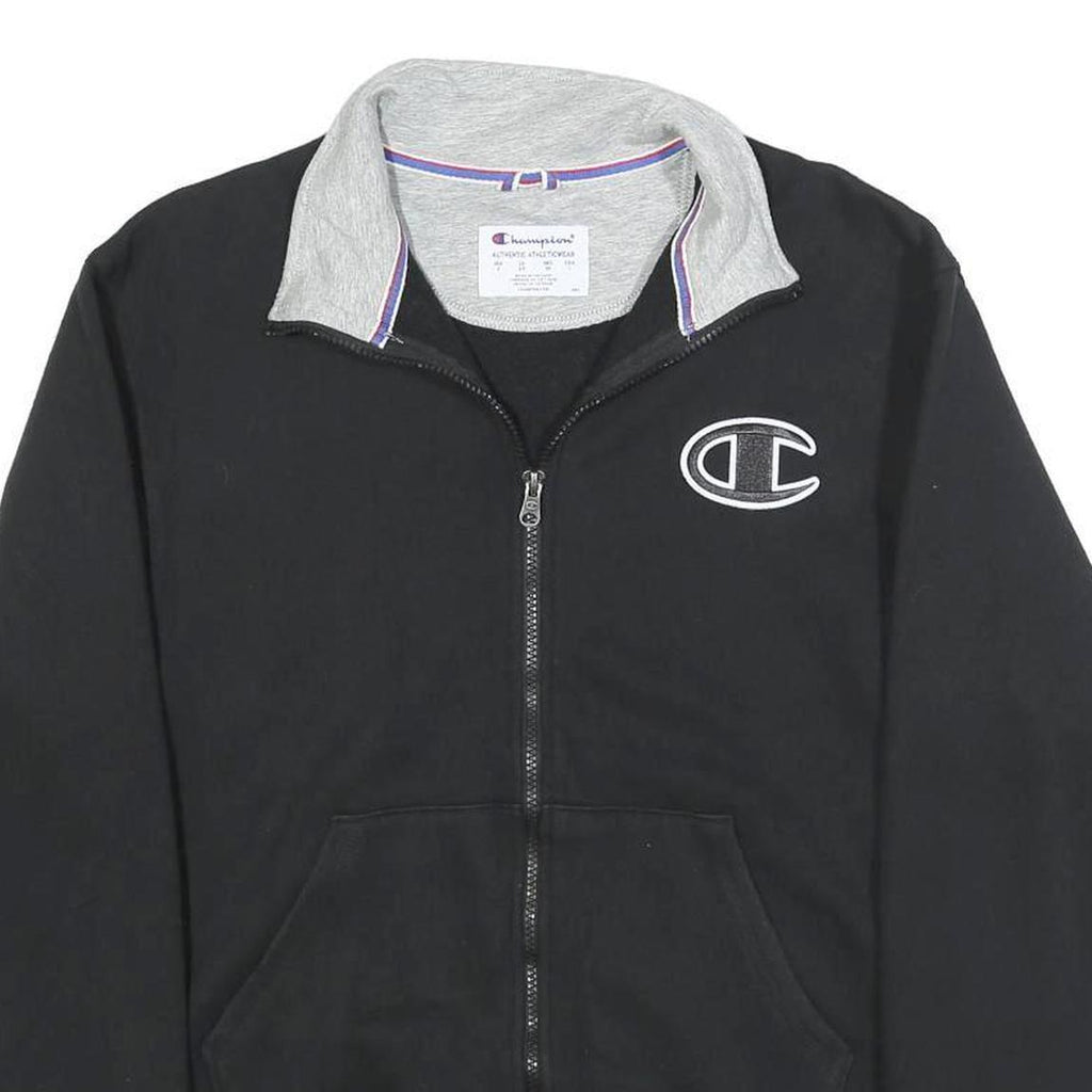 CHAMPION Mens Black & Grey Zip Jacket S Cotton Blend Sport Casual Lightweight