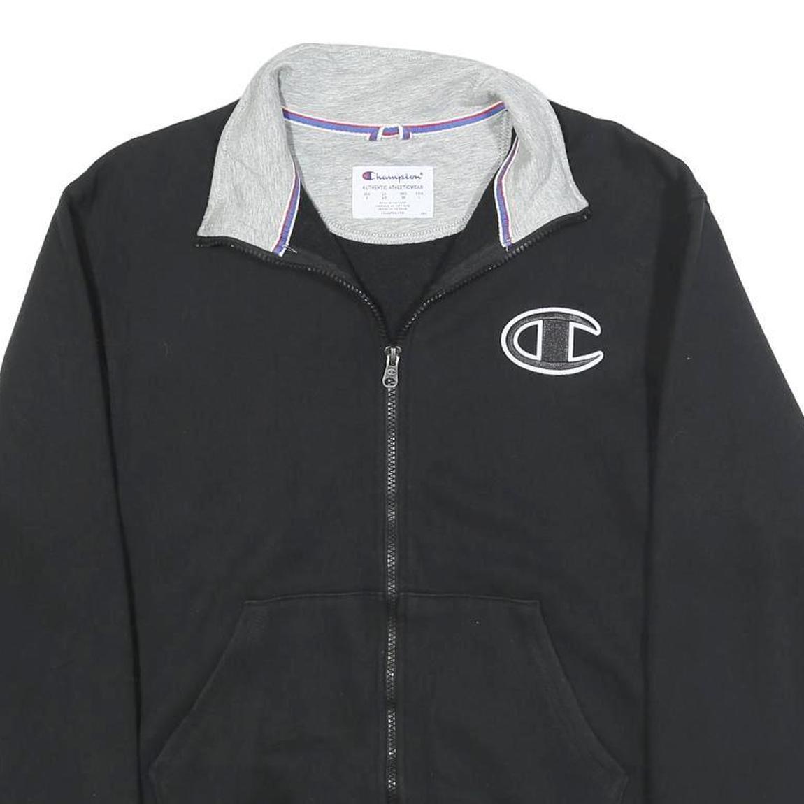 CHAMPION Mens Black & Grey Zip Jacket S Cotton Blend Sport Casual Lightweight