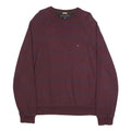 TOMMY HILFIGER Mens Maroon & Navy Patterned Jumper Crew Neck Basic Knit L