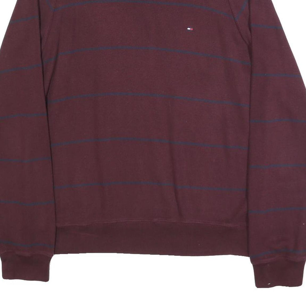 TOMMY HILFIGER Mens Maroon & Navy Patterned Jumper Crew Neck Basic Knit L