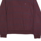 TOMMY HILFIGER Mens Maroon & Navy Patterned Jumper Crew Neck Basic Knit L