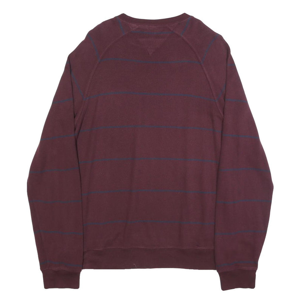 TOMMY HILFIGER Mens Maroon & Navy Patterned Jumper Crew Neck Basic Knit L