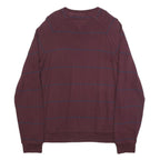 TOMMY HILFIGER Mens Maroon & Navy Patterned Jumper Crew Neck Basic Knit L