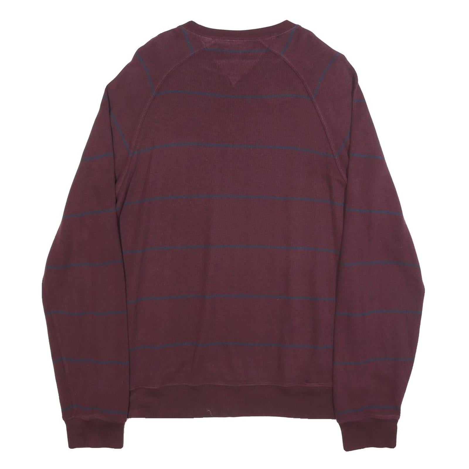 TOMMY HILFIGER Mens Maroon & Navy Patterned Jumper Crew Neck Basic Knit L