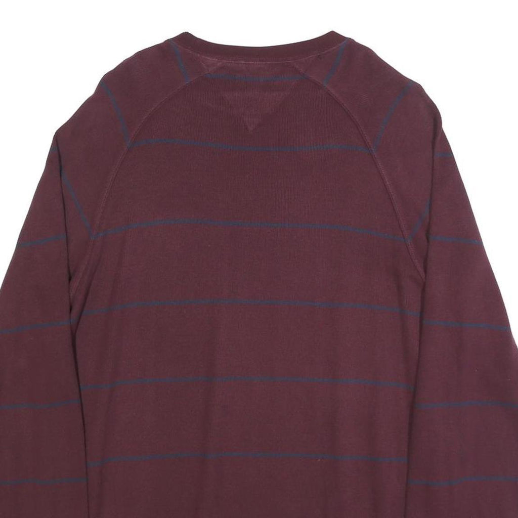 TOMMY HILFIGER Mens Maroon & Navy Patterned Jumper Crew Neck Basic Knit L