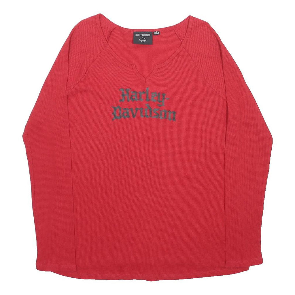 HARLEY DAVIDSON Womens Red Crew Neck XL Sweatshirt Polyester Blend Logo